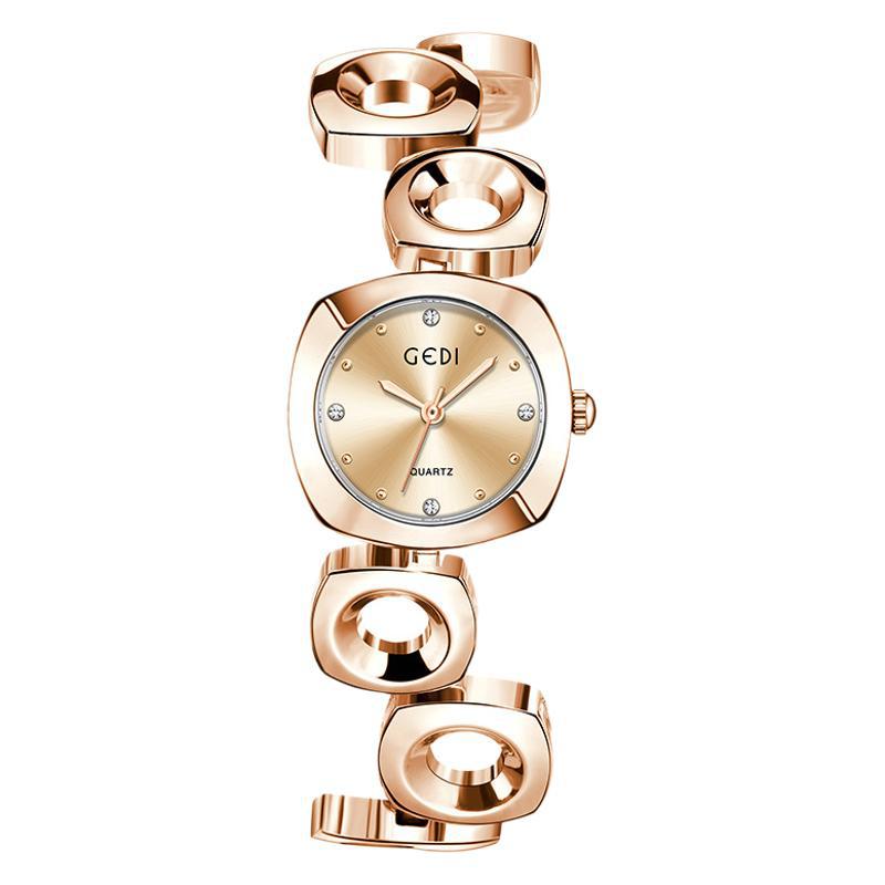 Goldie Light Luxury Irregular Bracelet Watch Temperament Artistic High-end Sense Quartz Watch Women's Outer Round Inner Alloy Watch
