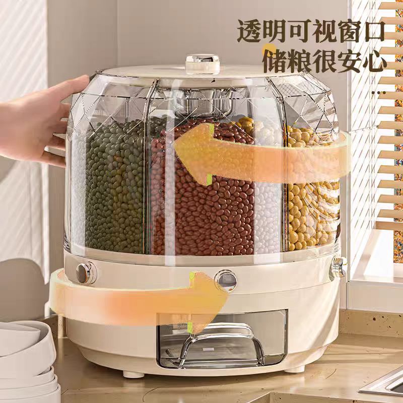 Plastic Rice Bucket Rotating Packaging Accessible Luxury Rice Bucket Storage Box Household Insect-Proof And Moisture-Proof Sealed Rice Storage Box Rice Cylinder