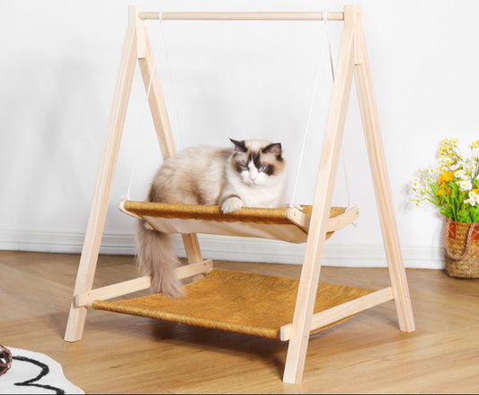 Cat Hammock Cat Swing Cat Bed Pet Bed Wooden Cat Nest Winter Warm Four Seasons Universal Cat Shaker