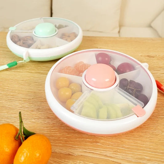 Round Rotating Lunch Box With Lid Can Carry Children's Snacks Out Rotating Fruit Plate Sealed Dried Fruit Plate Moisture-proof