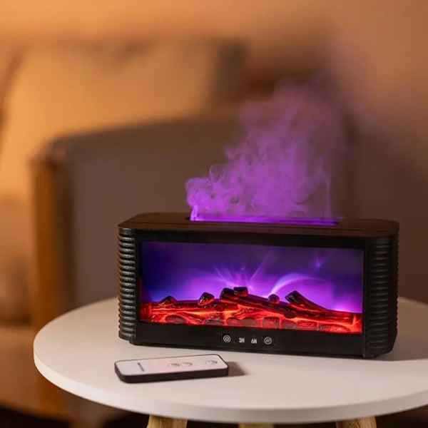25 Years Of New Simulation Flame Fireplace Aromatherapy Machine Home Desktop Remote Control 5V Humidifier Colorful Lights Cross-border