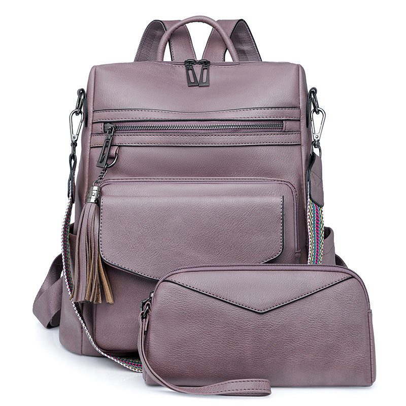 Double-color fringed backpack