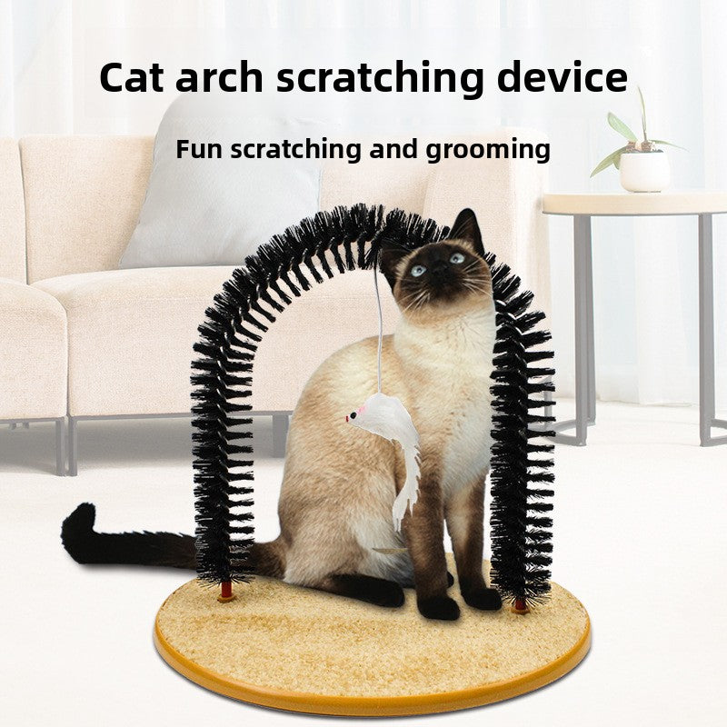 Arch Shape Cat Scratching Brush with Tease Stick