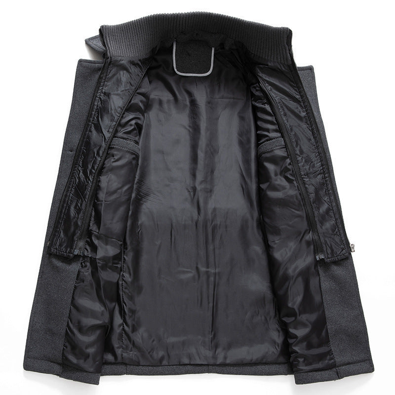 Men's Woolen Double Collar Winter Coat