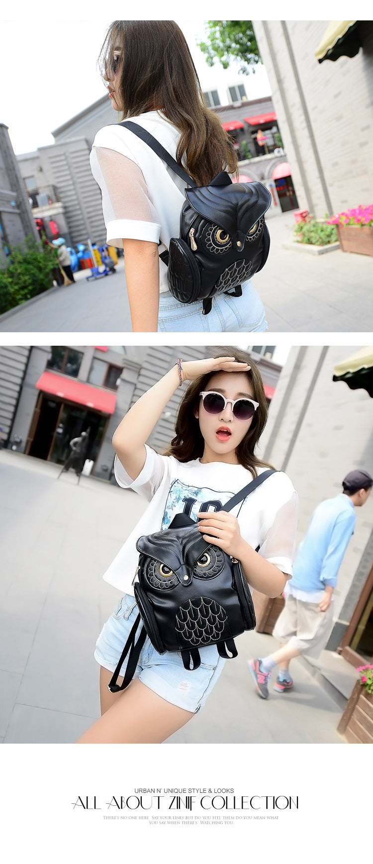 Owl PU Leather Backpack for Women