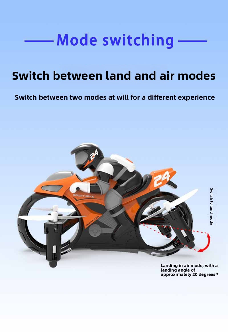 2.4G Remote Control Land-Air Drone Motorcycle Toy