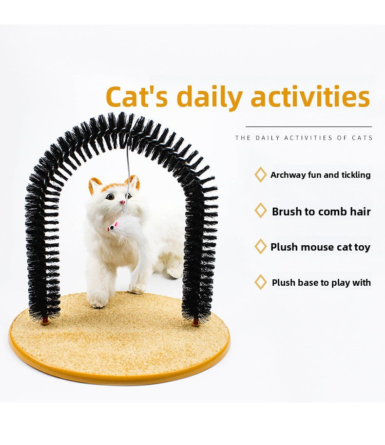 Arch Shape Cat Scratching Brush with Tease Stick
