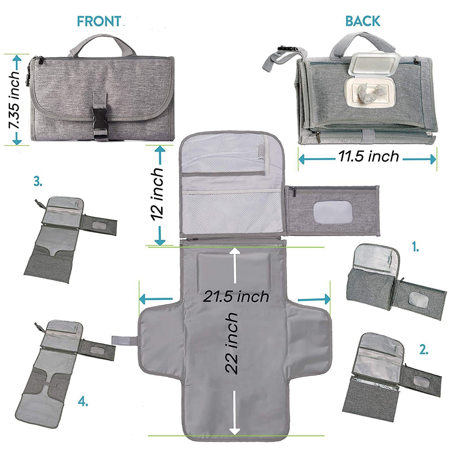 Multi-functional baby diaper changing bag storage