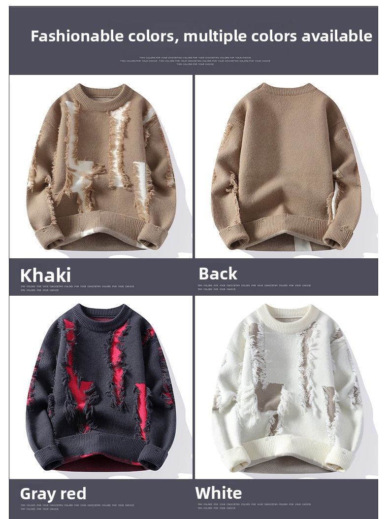 Mens Sweater Casual Loose Fit Knitwear
