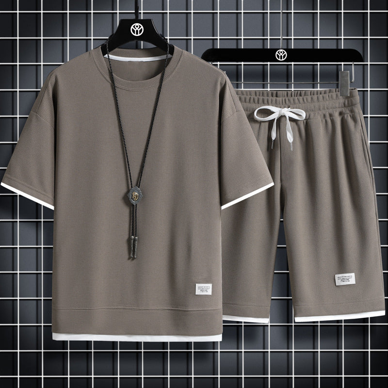 Waffle Short-Sleeved Sports Suit Men's