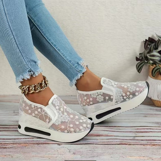 Women's Lace Mesh Slip-On Loafers