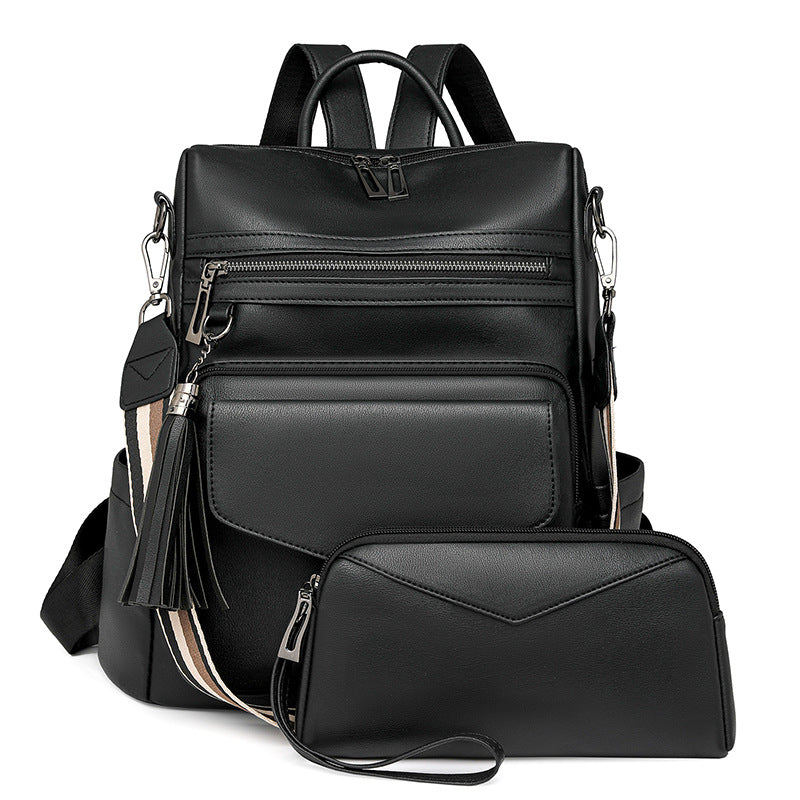 Double-color fringed backpack