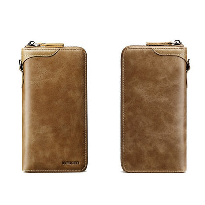 New Come Fashion Vintage Long Style Split Leather Men Wallet Soft For Business Casual Men Wallet Clutch Bags High Quality