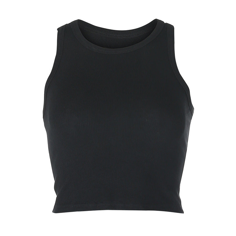 New Solid Color Elastic Self-Cultivation Sports And Leisure Vest Women's Outer Wear Bottom Wrap Chest Vest