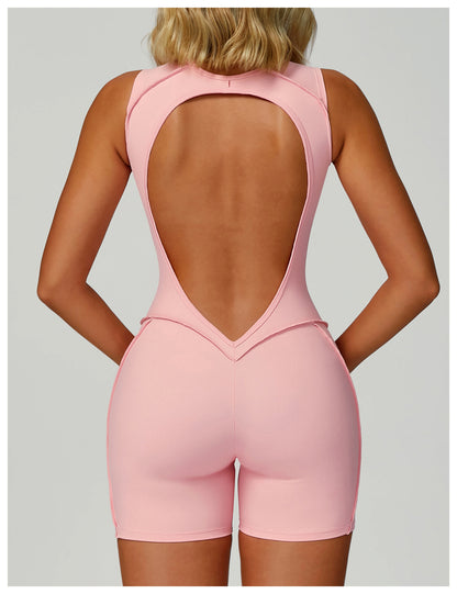 Fleece Jumpsuit Yoga Wear Backless  Lines Jumpsuit Women Running Sports Fitness Wear