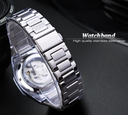 Men's fashionable skeletonized mechanical watch