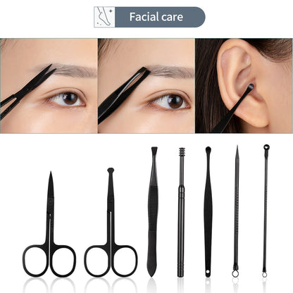 7/10/16/18 Pcs Manicure Cutters Nail Clipper Set Household Stainless Steel Ear Spoon Nail Clippers Pedicure Nail Scissors Tool