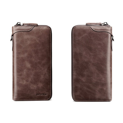 New Come Fashion Vintage Long Style Split Leather Men Wallet Soft For Business Casual Men Wallet Clutch Bags High Quality