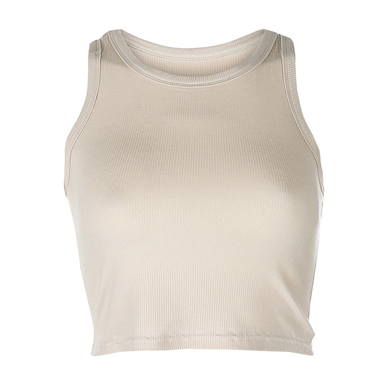 New Solid Color Elastic Self-Cultivation Sports And Leisure Vest Women's Outer Wear Bottom Wrap Chest Vest