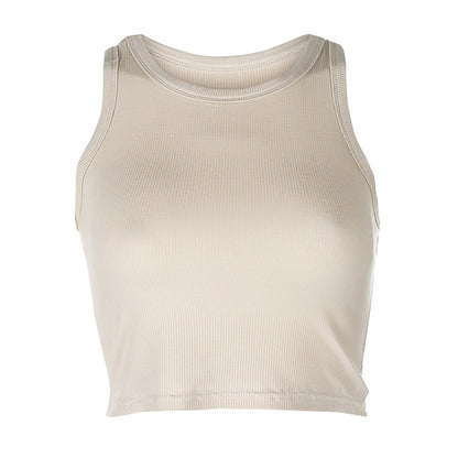 New Solid Color Elastic Self-Cultivation Sports And Leisure Vest Women's Outer Wear Bottom Wrap Chest Vest
