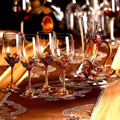 Shuiruoyu Creative Enamel Goblet Crystal Glass Red Wine Glass Set