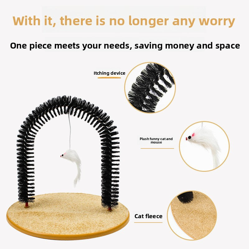 Arch Shape Cat Scratching Brush with Tease Stick
