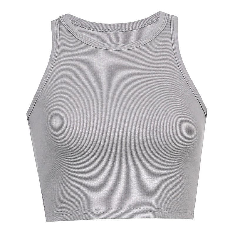 New Solid Color Elastic Self-Cultivation Sports And Leisure Vest Women's Outer Wear Bottom Wrap Chest Vest