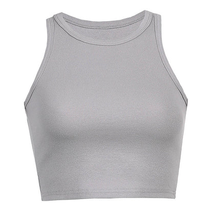 New Solid Color Elastic Self-Cultivation Sports And Leisure Vest Women's Outer Wear Bottom Wrap Chest Vest