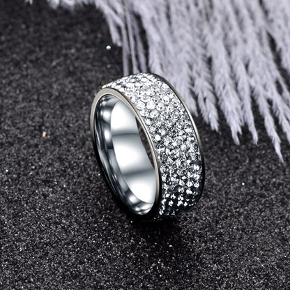 Rings Do Not Fade Niche Diamond-Studded Gypsophila Stainless Ring Light Luxury Couples Hip-Hop Ring