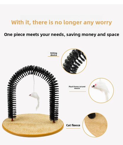 Arch Shape Cat Scratching Brush with Tease Stick