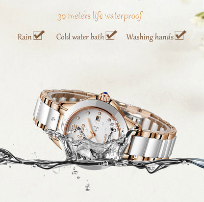 Sunkta Fashion Women's Watch Rose Gold Women's Watch Creative Waterproof Quartz Women's Watch