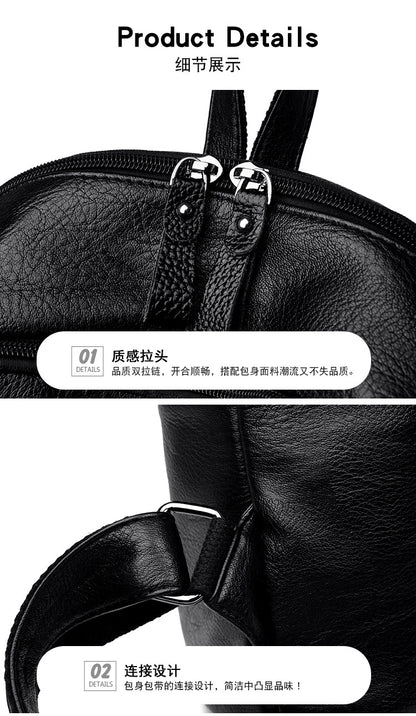 Soft Leather Backpack For Women New Korean Style Fashionable Women's Backpack Large Capacity Travel Bag Mommy Bag