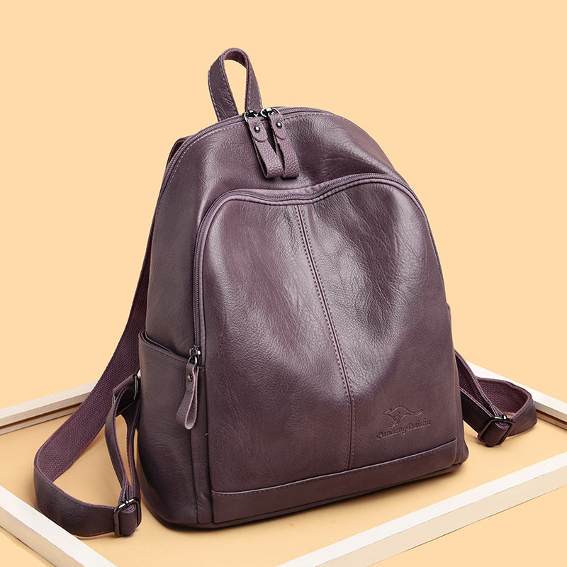 Soft Leather Backpack For Women 2025 New Korean Style Fashionable Women's Backpack Large Capacity Travel Bag Mommy Bag