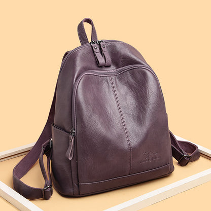 Soft Leather Backpack For Women 2025 New Korean Style Fashionable Women's Backpack Large Capacity Travel Bag Mommy Bag