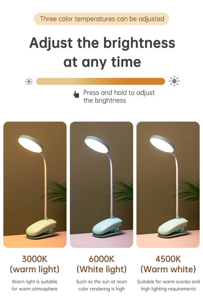 Table Lamp Eye Protection Desk Rechargeable Plug-In Dual Purpose Clamp Table Lamp Dormitory Bedroom Learning LED Bedside