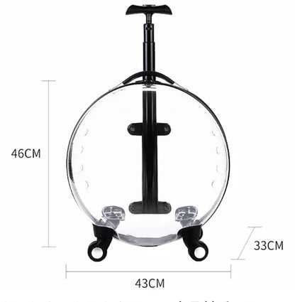 Rolling Pet Travel Trolley with Wheel, Transparent Capsule, Pink, Green, Puppies, Dogs, Cat Carriers Bag, 5-20Kg