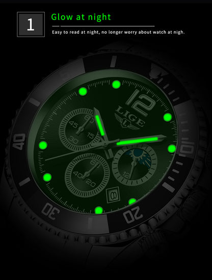 New Quartz Watch Men's Sports Waterproof Watch Multifunctional Chronograph