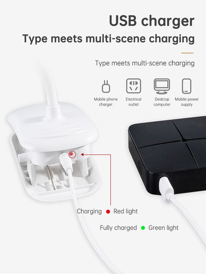 Table Lamp Eye Protection Desk Rechargeable Plug-In Dual Purpose Clamp Table Lamp Dormitory Bedroom Learning LED Bedside