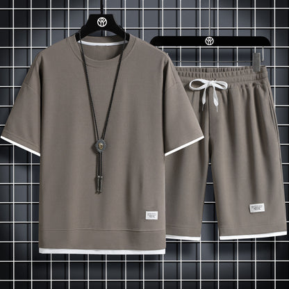 Waffle Short-Sleeved Sports Suit Men's