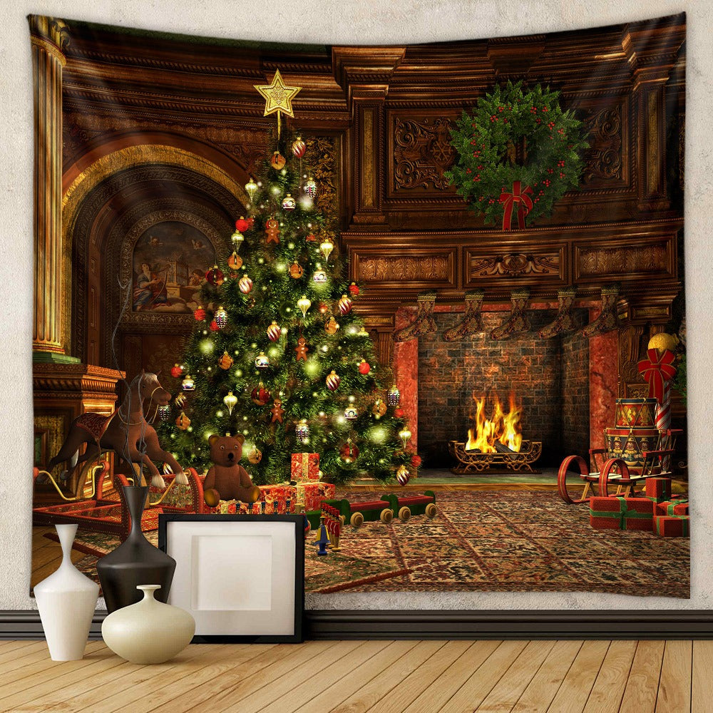 Christmas Tree Tapestry Room Decoration Wall Fabric Ins Hanging Fabric Home Bohemian Tapestry Christmas Tapestry
