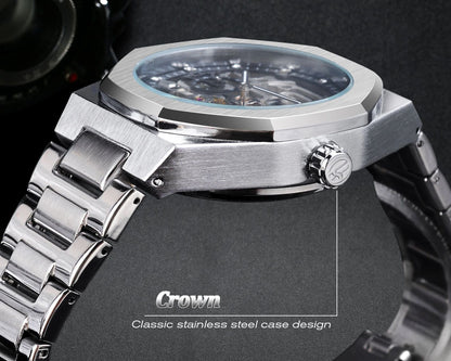 Men's fashionable skeletonized mechanical watch