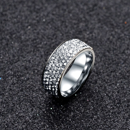 Rings Do Not Fade Niche Diamond-Studded Gypsophila Stainless Ring Light Luxury Couples Hip-Hop Ring