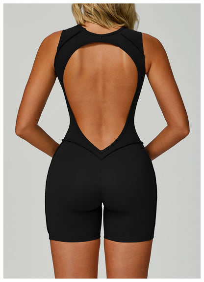 Fleece Jumpsuit Yoga Wear Backless  Lines Jumpsuit Women Running Sports Fitness Wear