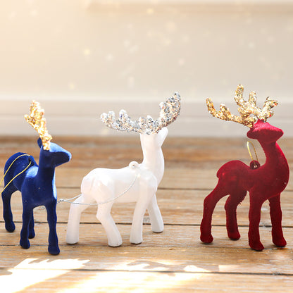 Christmas Deer Pendant Christmas Tree Decoration Sparkling Pink Plush Deer Ornament