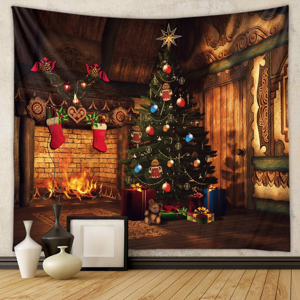 Christmas Tree Tapestry Room Decoration Wall Fabric Ins Hanging Fabric Home Bohemian Tapestry Christmas Tapestry