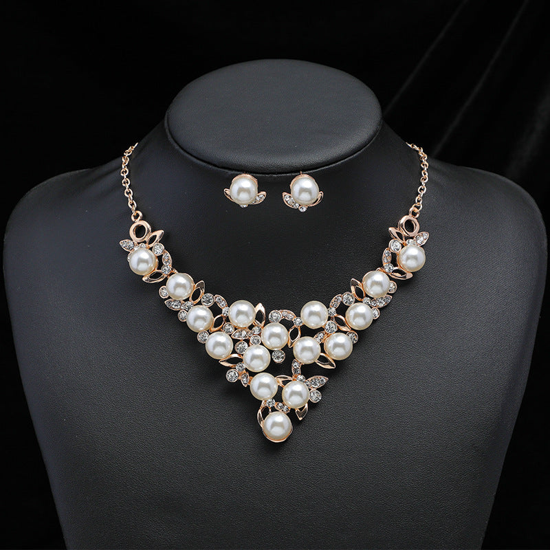 Necklace Earring Set Female Couple Birthday Valentine's Day Gift To Girlfriend Pearl Necklace Light Luxury Niche Clavicle Chain