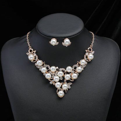 Necklace Earring Set Female Couple Birthday Valentine's Day Gift To Girlfriend Pearl Necklace Light Luxury Niche Clavicle Chain