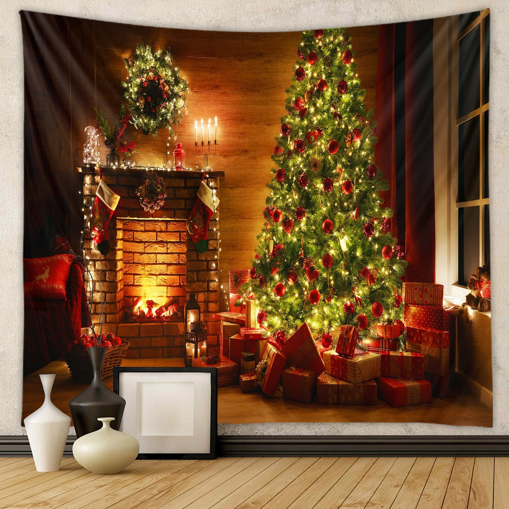 Christmas Tree Tapestry Room Decoration Wall Fabric Ins Hanging Fabric Home Bohemian Tapestry Christmas Tapestry