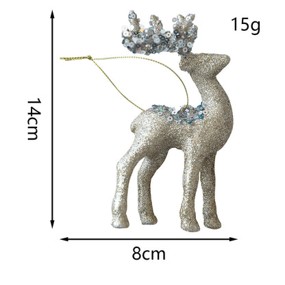 Christmas Deer Pendant Christmas Tree Decoration Sparkling Pink Plush Deer Ornament