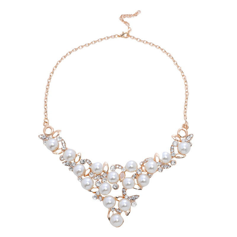 Necklace Earring Set Female Couple Birthday Valentine's Day Gift To Girlfriend Pearl Necklace Light Luxury Niche Clavicle Chain